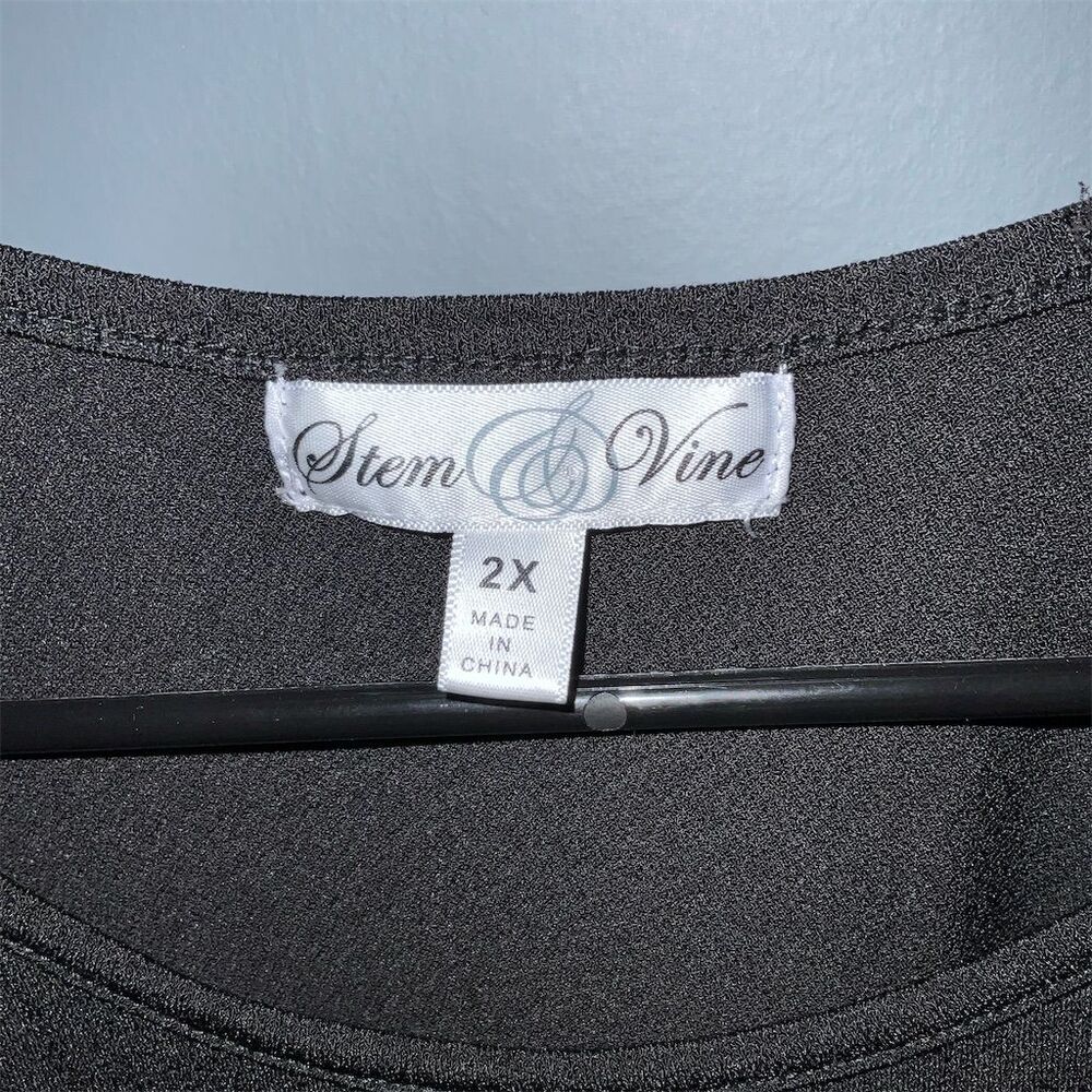 Stem & Vine Women's 2X Black Long‎ Sleeve Ruffle Tunic - Picture 2 of 8